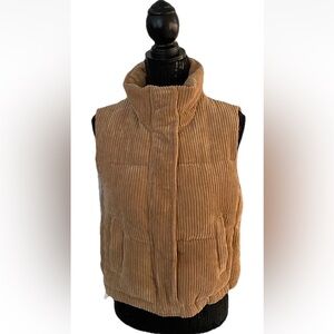 🆕 7 For All Mankind Tan/Brown Corduroy Puffer Vest Size Small Women’s